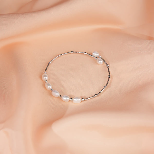 Freshwater Pearl Sterling Silver Colour Bracelet for Women