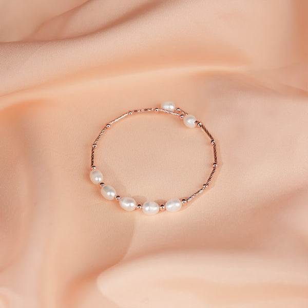 Freshwater Pearl Rose Metal Gold Colour Bracelet for Women