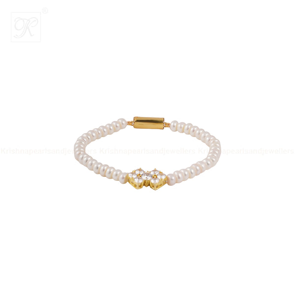 Radiant Bloom: White Pearl Bracelet with | Krishna Pearls and Jewellers