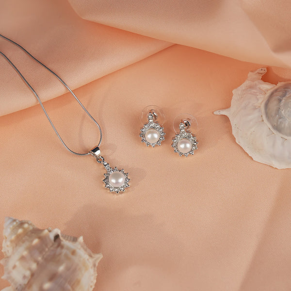 Celestial Sparkle White Pearl Pendant & | Krishna Pearls and Jewellers