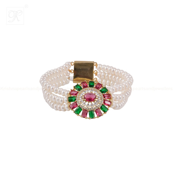 Elegant Pearl Bracelet with Multicolor | Krishna Pearls and Jewellers
