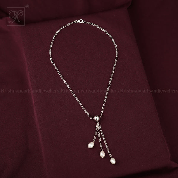 Trio Elegance: Silver Pendant Fancy string | Krishna Pearls and Jewellers