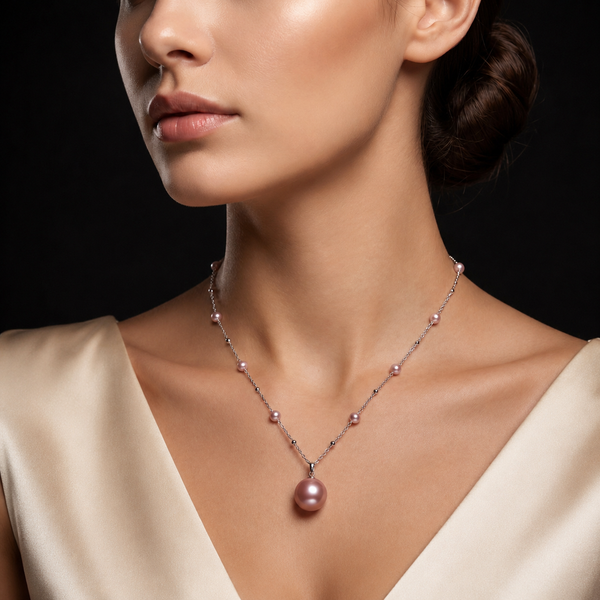 ELEGANT BAROQUE PEARL DROP CHAIN NECKLACE