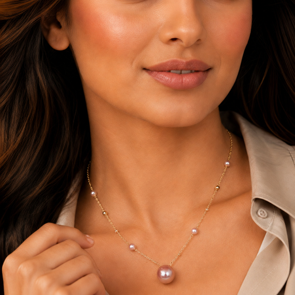 Rose Gold Freshwater Pearl Necklace