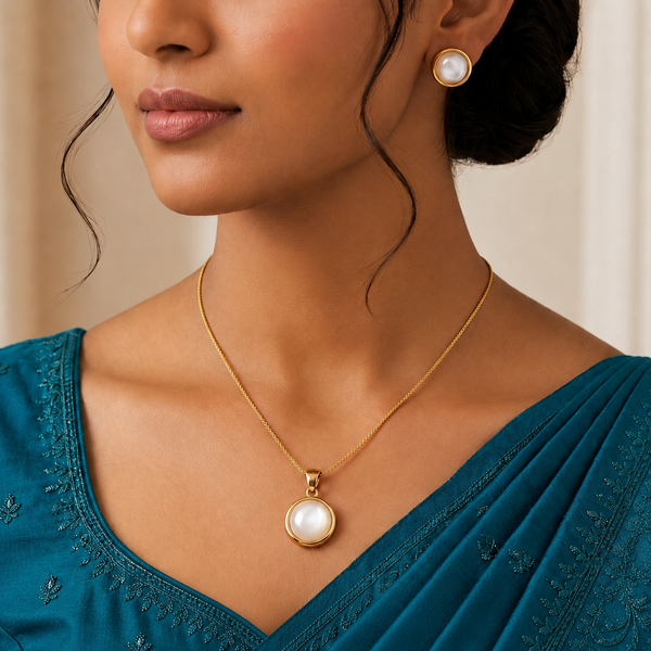 Golden Halo Moonstone Set Freshwater Pearl