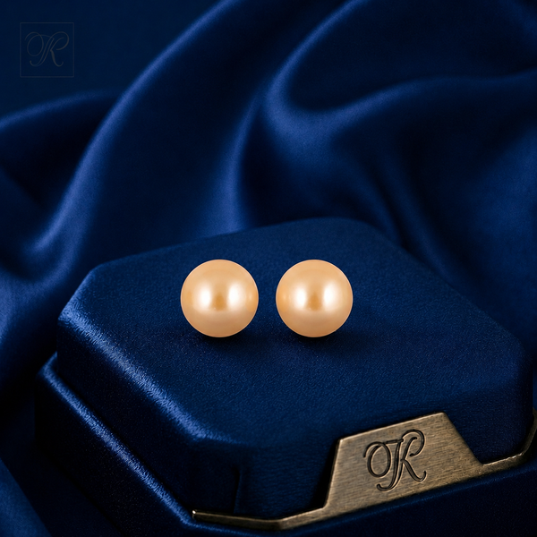 Natural Golden South Sea Pearl Pair Earrings | Krishna Pearls and Jewellers