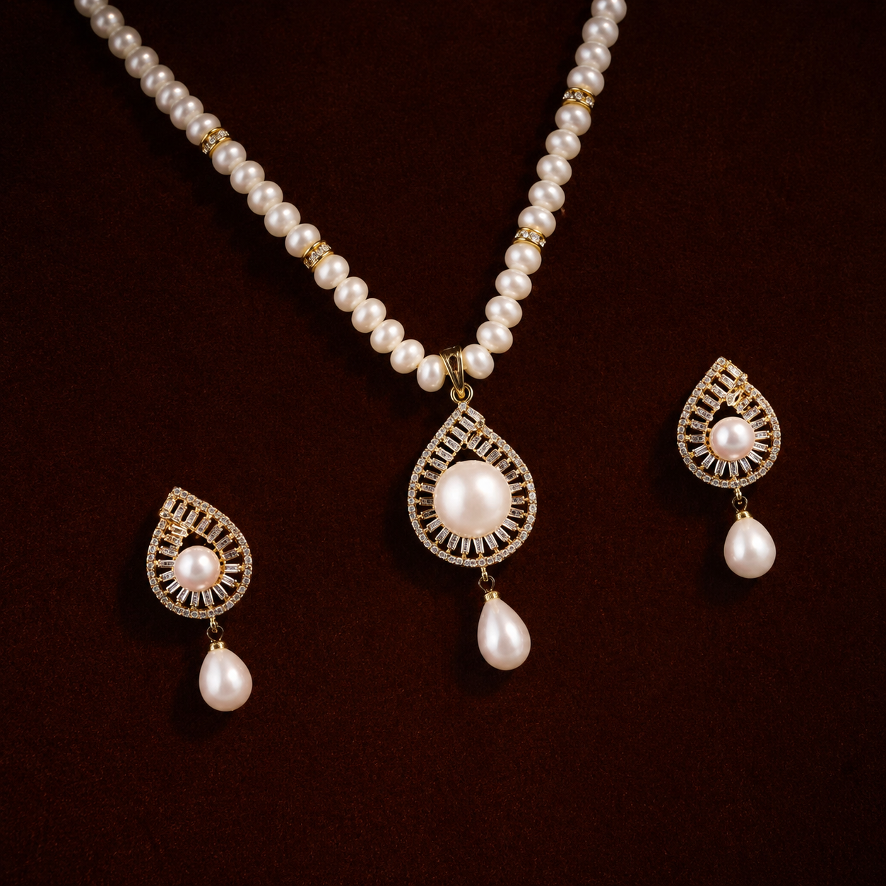 Pearl necklace sets Hyderabad – freshwater & bridal necklace sets with earrings – Krishna Pearls & Jewellers