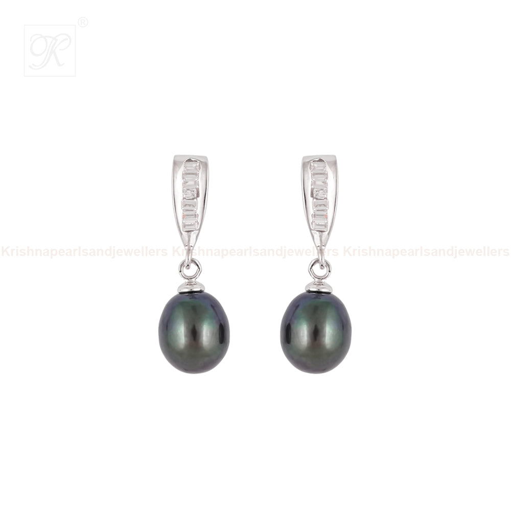 Silver Glow Pearl Drop Earrings Freshwater | Krishna Pearls and Jewellers