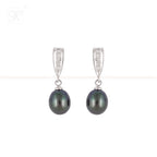 Silver Glow Pearl Drop Earrings Freshwater | Krishna Pearls and Jewellers