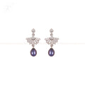 Black Pearl Drop Earrings with CZ | Krishna Pearls and Jewellers