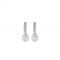 Lustrous Pearl Drop Earrings with CZ | Krishna Pearls and Jewellers