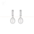 Silver CZ Pearl Drop Earrings Freshwater | Krishna Pearls and Jewellers