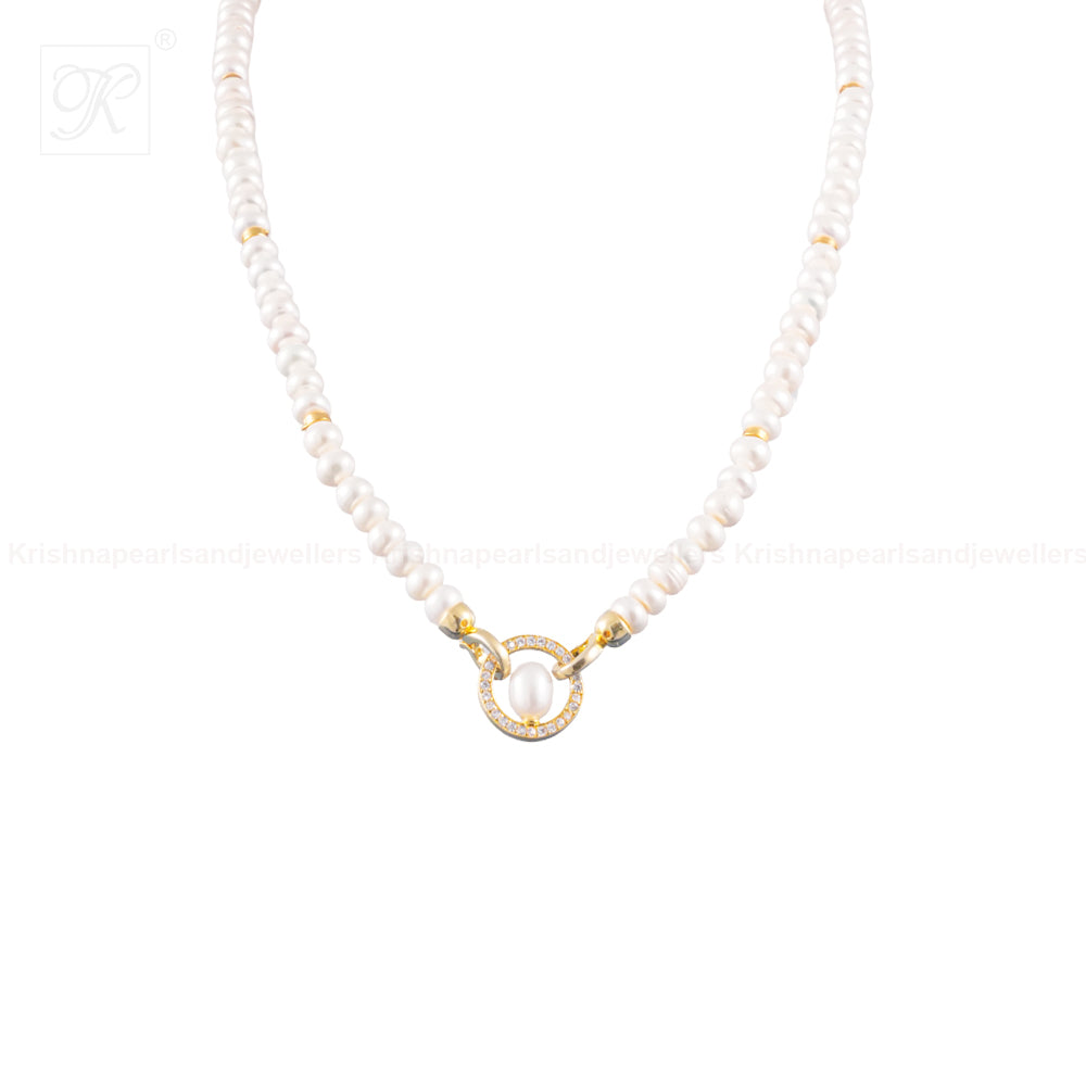 Classic Pearl Elegance String with Gold | Krishna Pearls and Jewellers