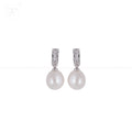 Classic CZ Hoop Drop Pearl Earrings | Krishna Pearls and Jewellers