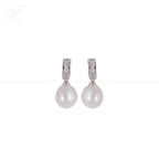Classic CZ Hoop Drop Pearl Earrings | Krishna Pearls and Jewellers