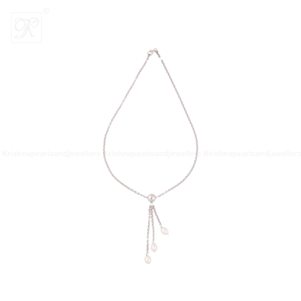 Trio Elegance: Silver Pendant Fancy string | Krishna Pearls and Jewellers