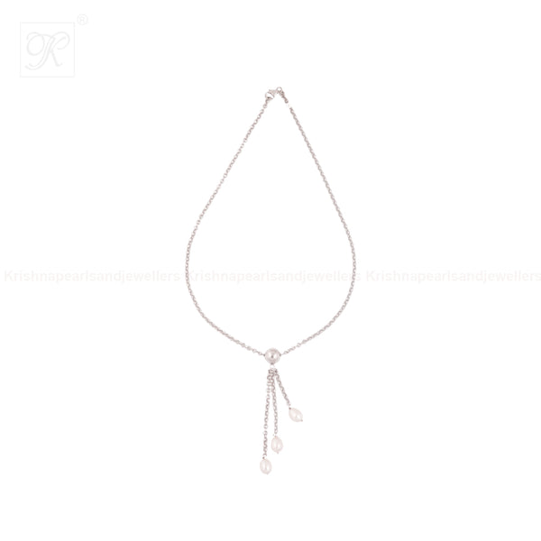 Trio Elegance: Silver Pendant Fancy string | Krishna Pearls and Jewellers