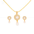 Golden Elegance Drop Pearl Set Freshwater | Krishna Pearls and Jewellers