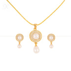 Golden Elegance Drop Pearl Set Freshwater | Krishna Pearls and Jewellers