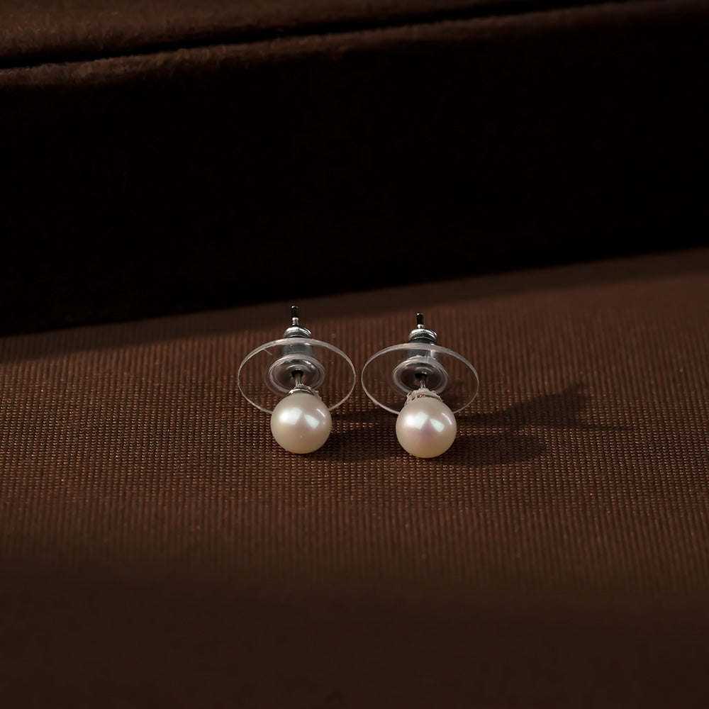 Classic White Freshwater Pearl Stud Earrings