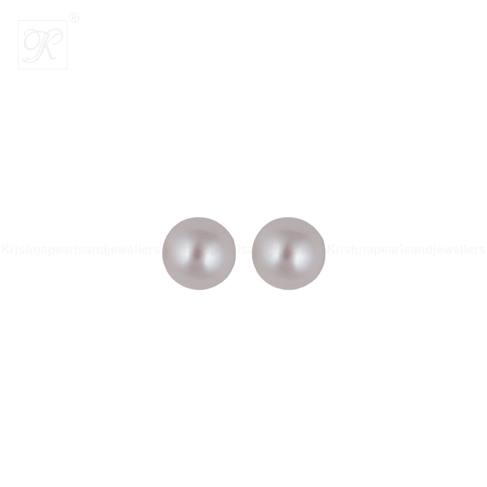 Classic Round Pearl Stud Earrings | Krishna Pearls and Jewellers
