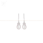Elegant Silver Drop Earrings with CZ | Krishna Pearls and Jewellers