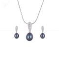 Midnight Leaf Pearl Set – Blue Teardrop | Krishna Pearls and Jewellers