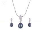 Midnight Leaf Pearl Set – Blue Teardrop | Krishna Pearls and Jewellers