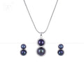 Midnight Cascade Blue Pearl Set – Dual Drop | Krishna Pearls and Jewellers