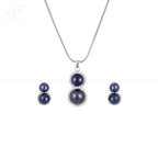 Midnight Cascade Blue Pearl Set – Dual Drop | Krishna Pearls and Jewellers