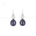 Sleek Silver Drop Earrings with Black | Krishna Pearls and Jewellers