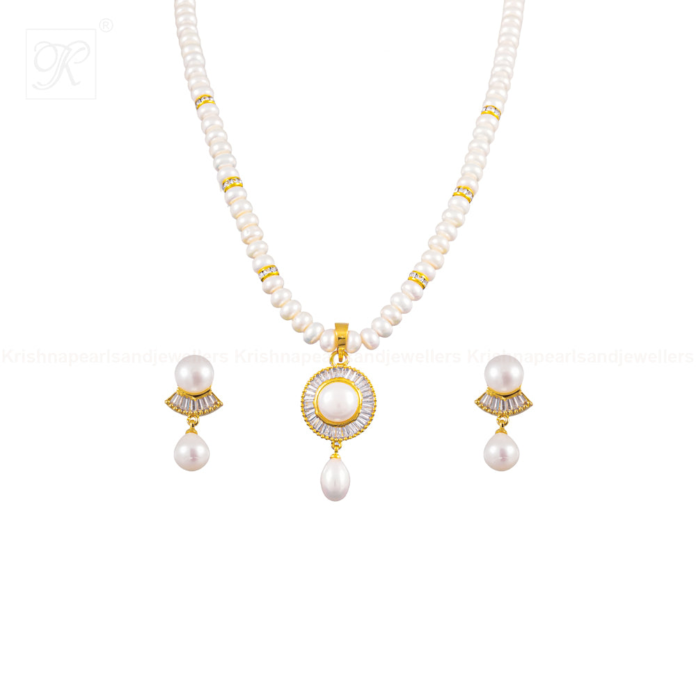 Regal Glow Pearl Jewelry Set Freshwater | Krishna Pearls and Jewellers