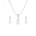 Ivory Drop Pearl Set – CZ Teardrop Elegance | Krishna Pearls and Jewellers