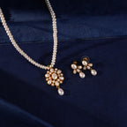 Floral Pearl Drop Pendant Jewelry Set for Women