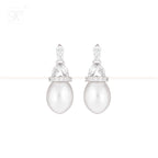 Elegant Drop Pearl & CZ Dangle Earrings | Krishna Pearls and Jewellers