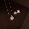 Classic Halo Pearl Pendant Set with Matching Stud Earrings