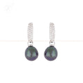 Silver Noir Glow Pearl Drop Earrings | Krishna Pearls and Jewellers