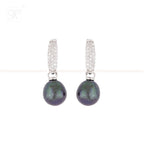 Silver Noir Glow Pearl Drop Earrings | Krishna Pearls and Jewellers