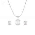 Crescent Charm Pearl Set – CZ-Kissed Creamy | Krishna Pearls and Jewellers