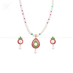 Festive Pearl & Multicolor stone Medallion | Krishna Pearls and Jewellers