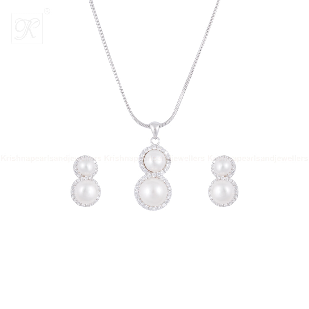 Mocha Glow Pearl Set –BROWN Pearls with CZ | Krishna Pearls and Jewellers