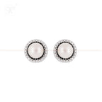 Silver white pearl with CZ earrings | Krishna Pearls and Jewellers