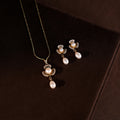 Floral Pearl Drop Pendant & Earrings Set