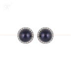 Floral-Inspired Blue CZ Stud Earrings in | Krishna Pearls and Jewellers