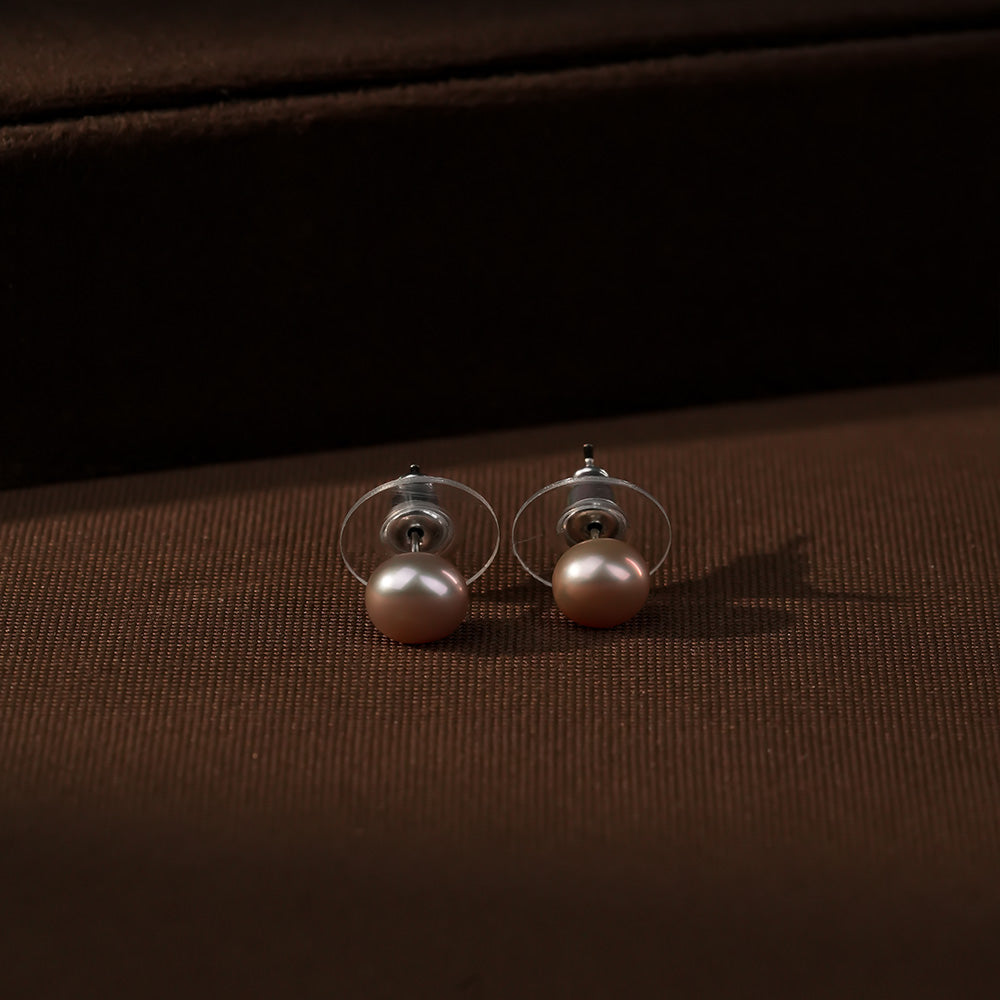 Elegant Round Pearl Button Earrings
