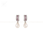 Vintage Charm White Pearl Drop Earrings | Krishna Pearls and Jewellers
