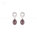 Elegant Black Pearl Drop Earrings with CZ | Krishna Pearls and Jewellers