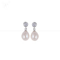 Sparkling CZ Teardrop Pearl Earrings | Krishna Pearls and Jewellers