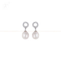 Classic Pearl Drop Studs with sparkling CZ | Krishna Pearls and Jewellers