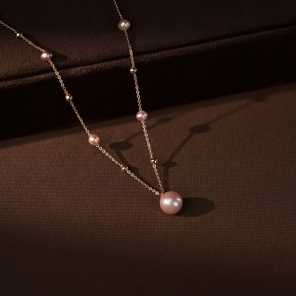 Rose Gold Freshwater Pearl Necklace